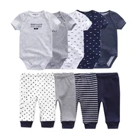 kiddiezoom 9 Pcs Unisex Newborn Clothing Sets100%Cotton Baby Bodysuit+Pant Baby Boy Girl Clothes Gift 1