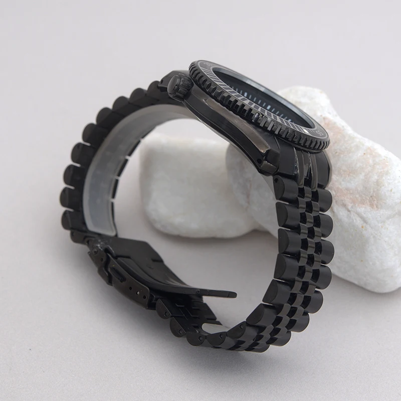 Black Seiko Watch Cases Fashion Bezel Insert With Strap Fits Prospex SNR025 NH36 7S26 NH35 Movement Watch Repair Replace Parts