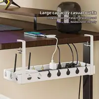 Extendable Under Desk Cable Management Tray Sturdy No Drilling Cord Hider Raceway Adjustable Clamps Wire Organizer 3