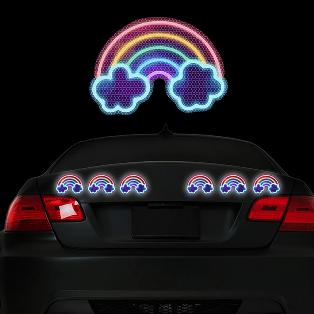 6pcs Rainbow Car Highly Reflective Stickers For Car Window Bumper