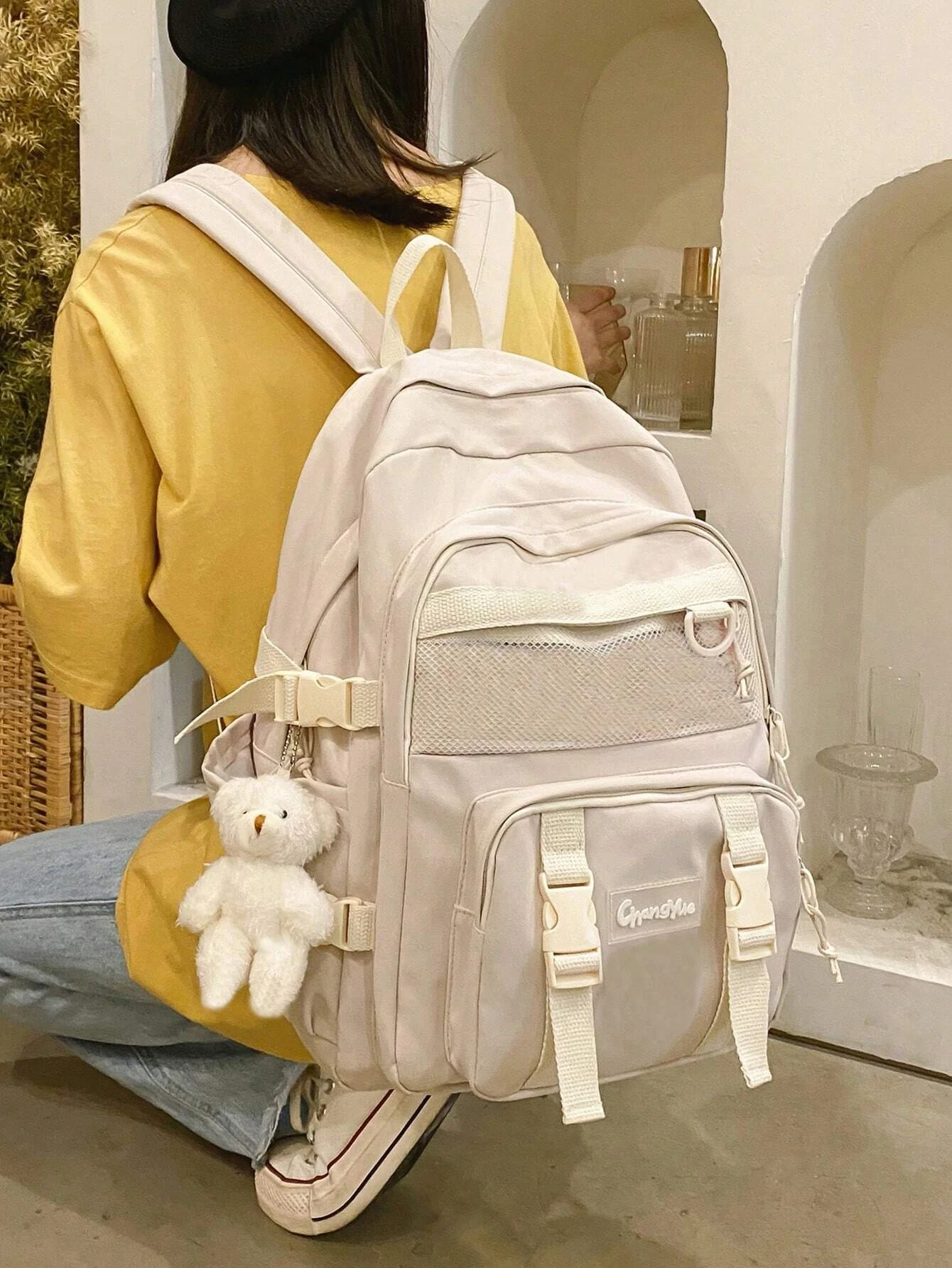 Waterproof Fashionable Backpack Large Capacity Anti-Theft School Bag With Pendant For Teen Girls Students Perfect For School 5