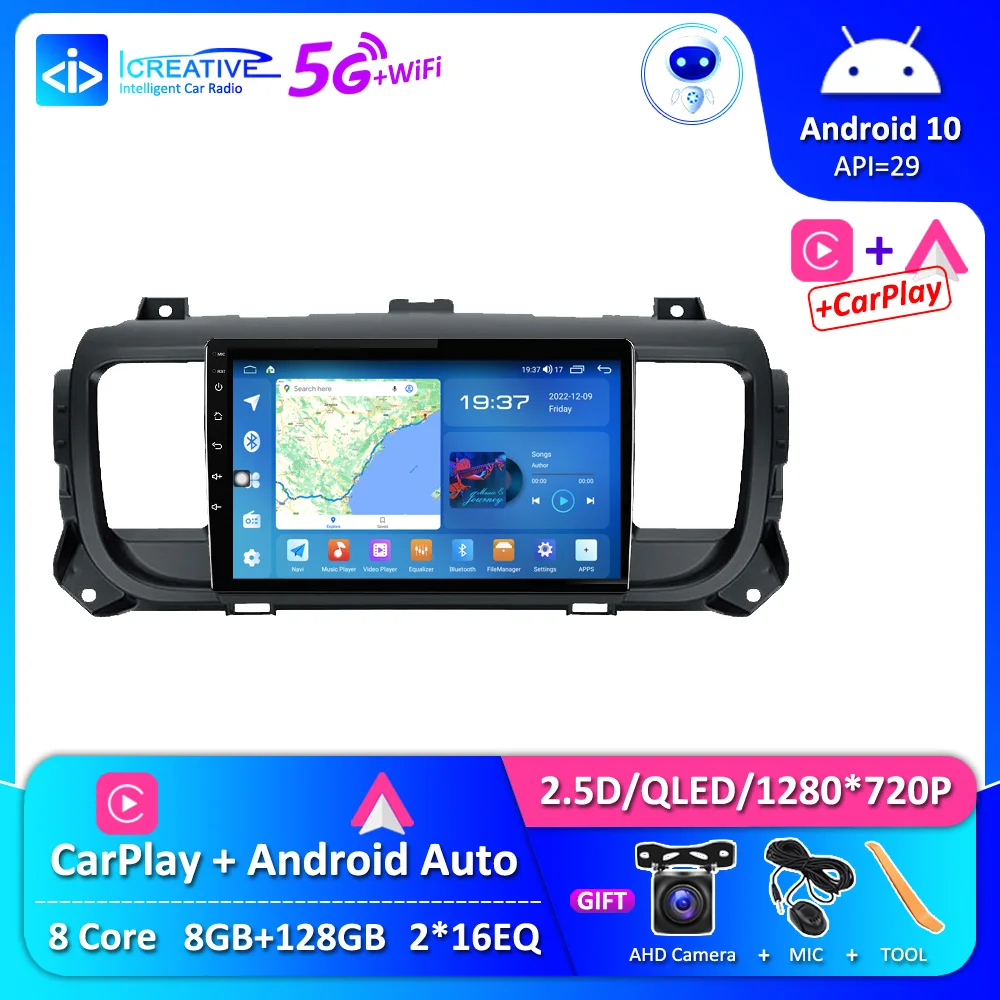 

QLED T13 Android 10.0 Auto Car Radio For Citroen Jumpy 3 SpaceTourer Peugeot Expert Toyota Proace 2016-2021 GPS Track CarPlay HU