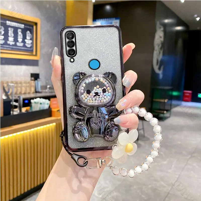 Floral Bear Strap Phone Holder Case with Stand - Universal Fit