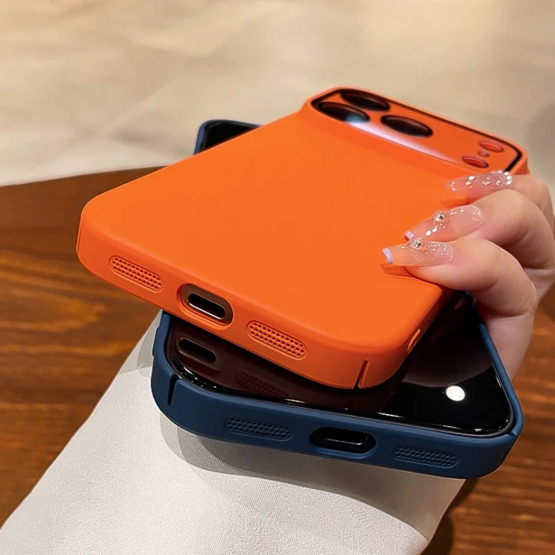 Luxury Matte Slim Hard PC Shockproof Phone Case with Glass Lens Camera Protection