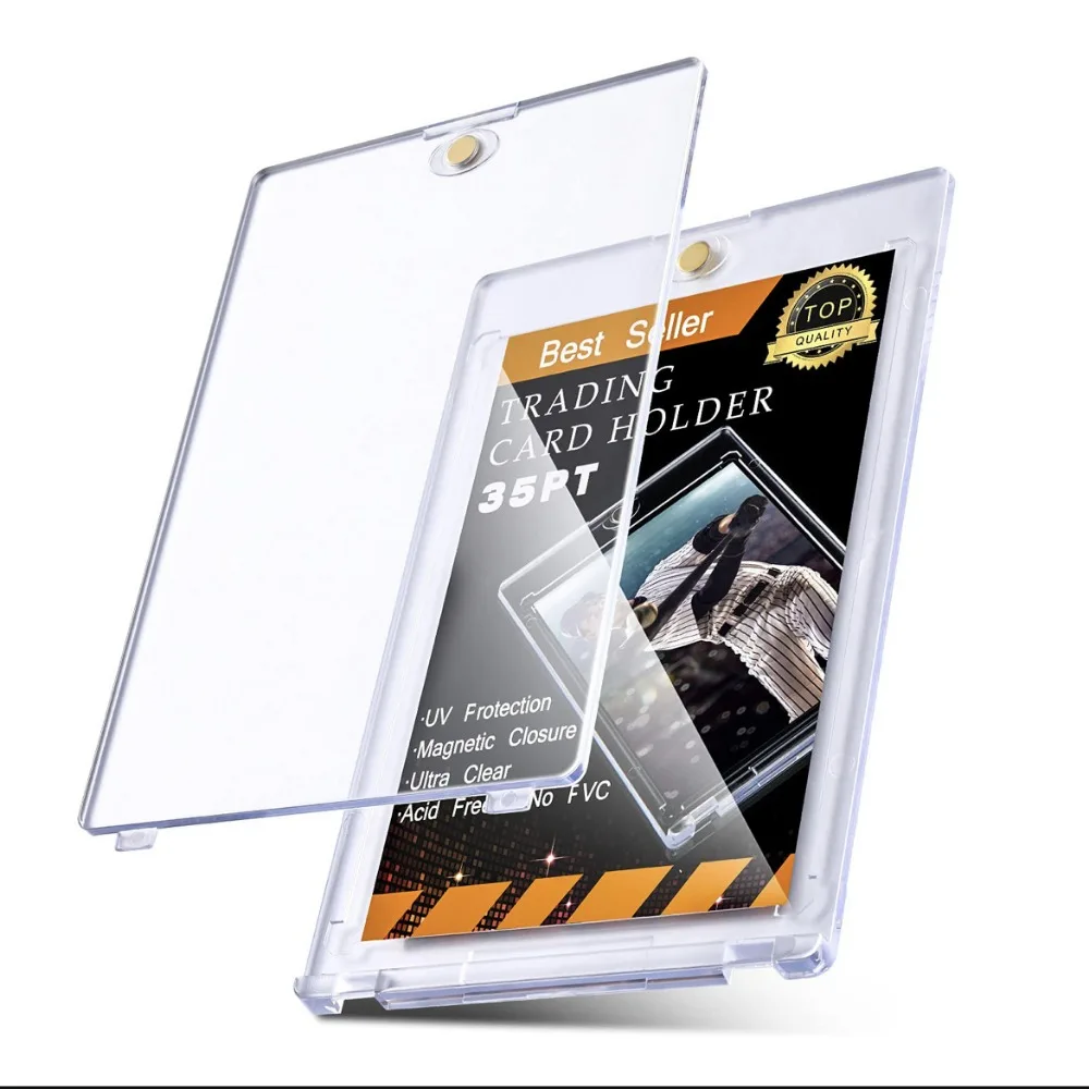 Card Holder Card Protector Idol Card Protector Card Display Stand Photo Card Holder 1/3/5/10Pcs 35PT Hard Magnetic Card Holder Kpop Idol Photo Cards Protector Sports Trading Card Holders Sleeves Display Case