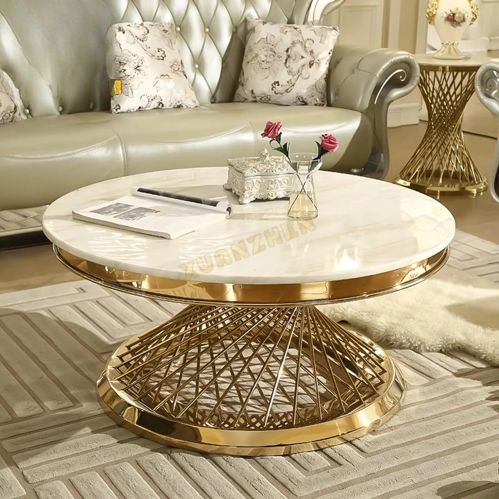 Stainless steel Foshan furniture coffee table marble luxury coffee table