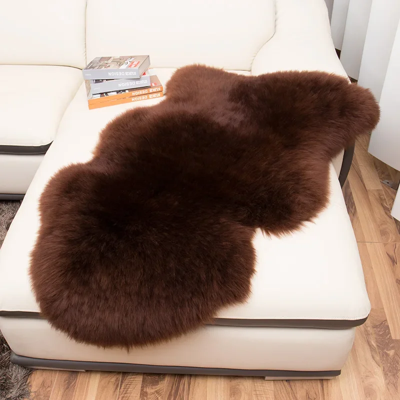 100% Real Sheepskin Wool Carpets for Living Room Bedroom Area Rug Luxury White Fur Warm Shaggy Carpet Super Soft Chair Cover Mat 5