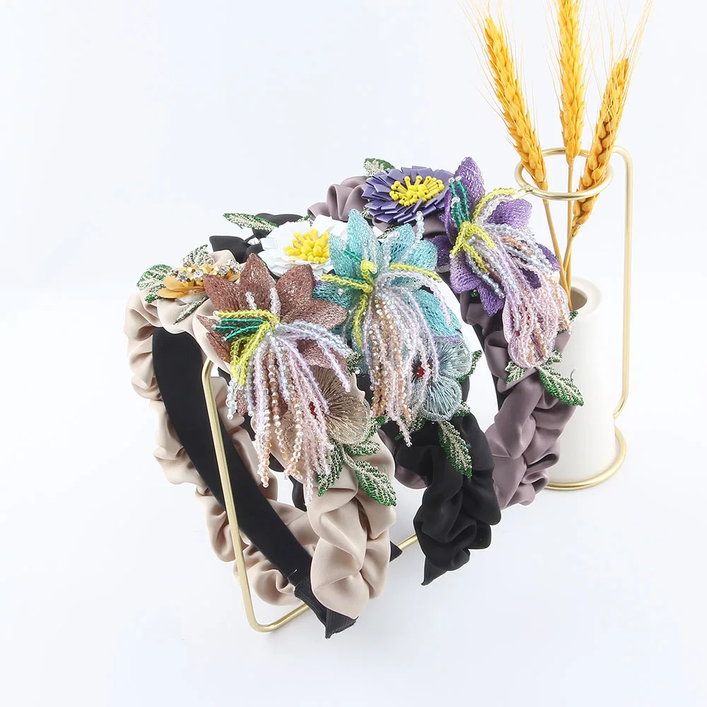 

Spring Handmade Three-dimensional Flower Bohemia Hair Accessories Baroque Headwear For Women Wedding Party Photo Jewelry 336