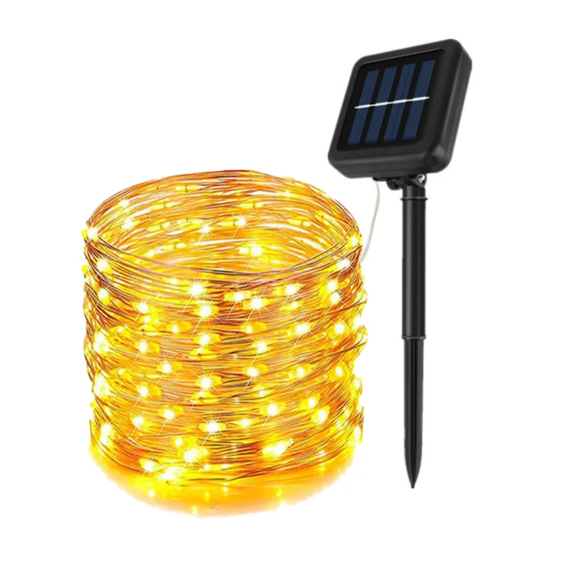 thumbnail image 1 of Guirnalda de luces LED solares para exteriores, 42 m, guirnalda de luces LED para jardín, resistente al agua, decoración navideña para patio, 1 of 5