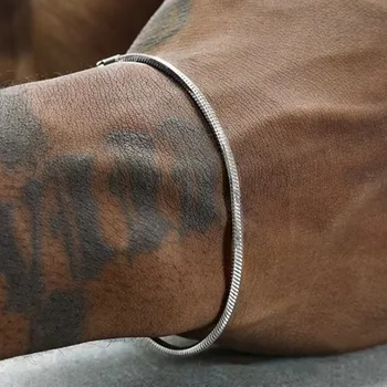 925 sterling silver 3MM Snake Chain Bracelet Men Hip Hop Simple Bracelet For Women Fashion Charm Punk Party Jewelry Wholesale