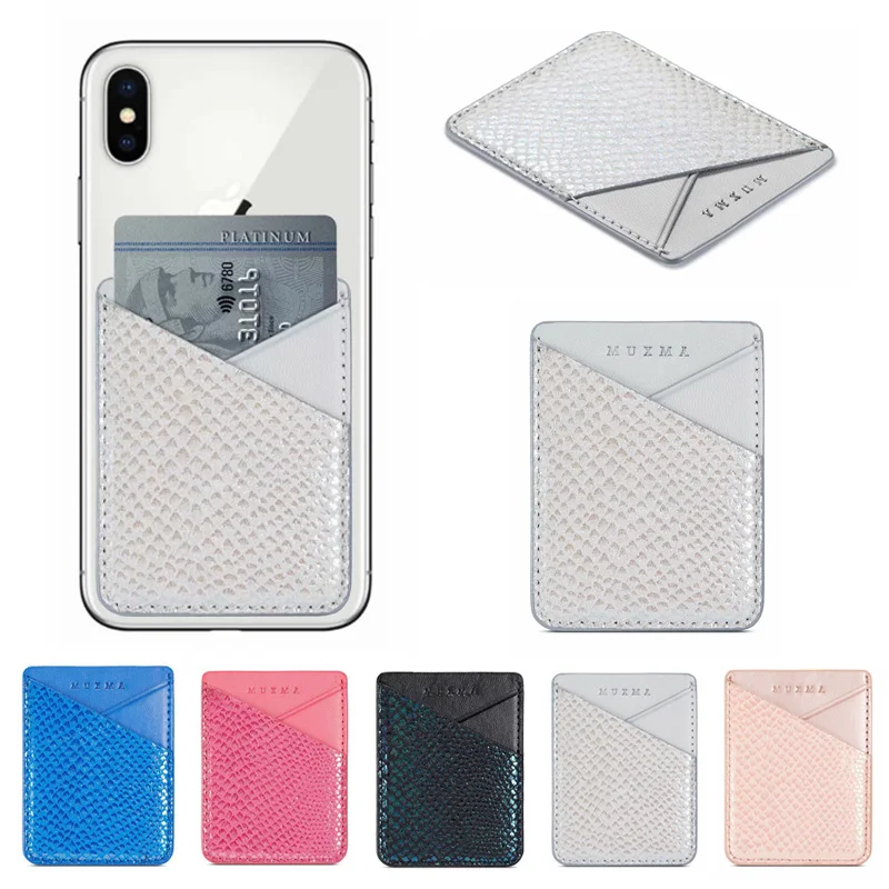 Leather Card Holder Sticker 3M Adhesives Credit ID Card Mobile Phone Back Pocket Wallet Case Sticker Phone Stand Suporte Celular kawaii phone cases samsung