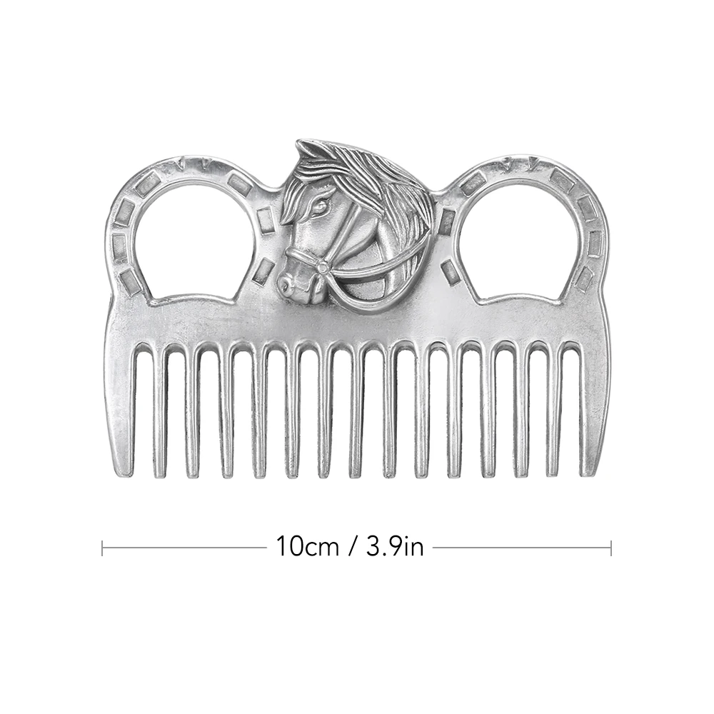 Aluminum Alloy Horse Comb Mane Tail Pulling Comb Metal Horse Grooming Comb Tool Horse Riding Equipment 6.5IN / 3.9IN 5