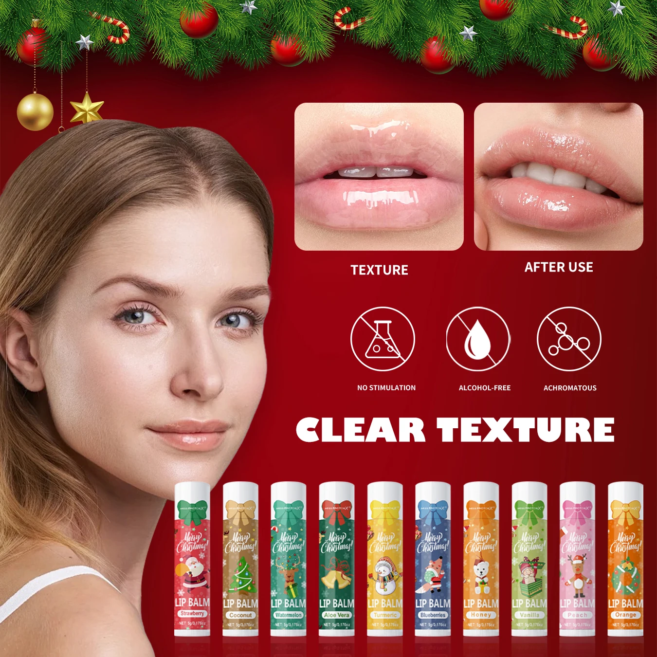 Christmas gift box, lip balm 30PCS/box lip balm set, durable moisturizer, Christmas gift, women's gift, party gift 6
