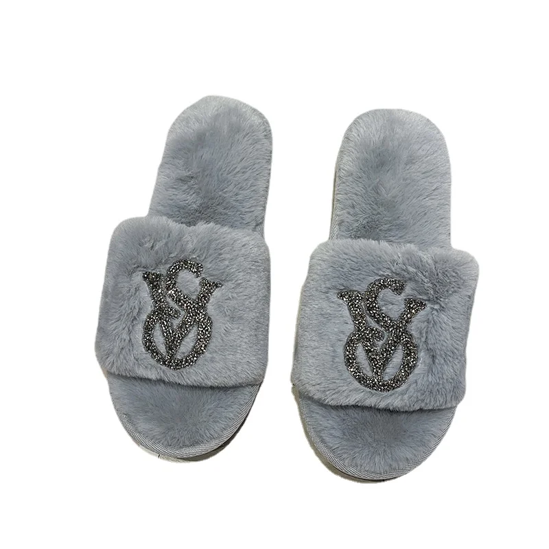 2023 Slippers Women House Slippers Warm Slippers Women Winter Crystal Fur Home Shoes For Women Slippers Casual Plush Comfortable