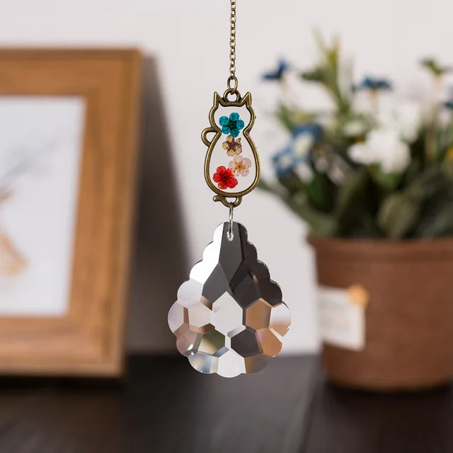 Kristályvilágítás Napsugárzók Macskás Tök Medál Szél Csengő Fény Prizma Ablak Függő Kristály Ékszer Kerti Dekoráció - Image 2