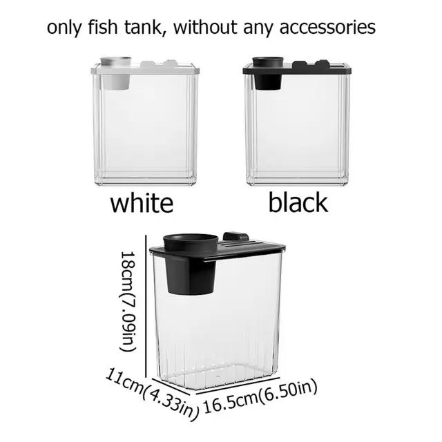 Transparent Betta Fish Viewing Box Removable with Cover Tabletop Fish Tank Goldfish Bowl Plastic Hydroponic Planter Fish Tank 6