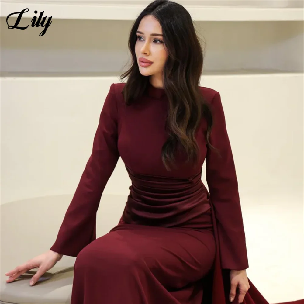 Lily Burgundy Elegant Prom Dress - Hemline Detail
