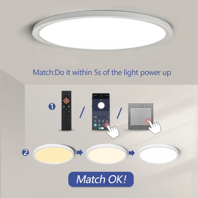 Smart Ceiling Lights 0.9 Inch with Remote APP Control Ultra Thin Dimmable Large Modern Round Lamp S4932805997574eeda97c98e73c69d0ecv