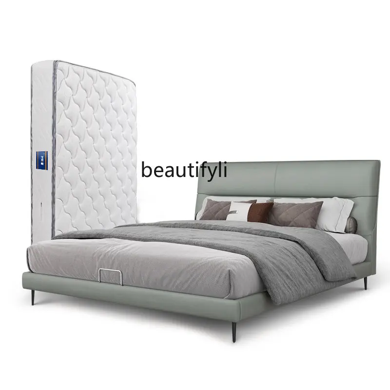 

Bedroom Set Leather Double Bed Spine Protection No. 1 Mattress 1.5/1.8 M Leather Bed