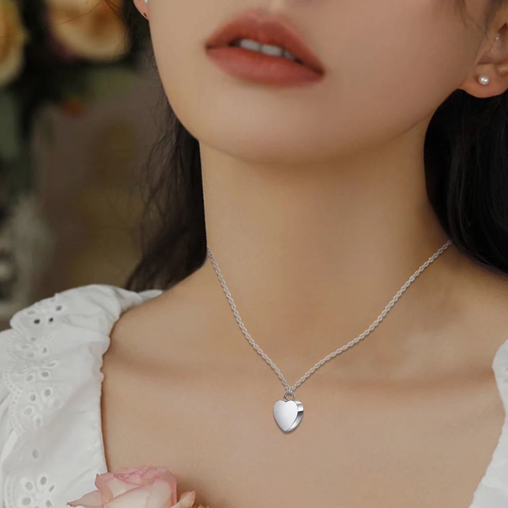 Small Heart Cremation Urn Necklace Carved Locket for Ashes Stainless Steel Memorial Ash Pendant Keepsake Jewelry 2 Small Heart Cremation Urn Necklace Carved Locket for Ashes Stainless Steel Memorial Ash Pendant Keepsake Jewelry 2