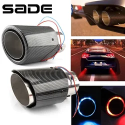 Universal Car Modified Exhaust Muffler Tip Pipe LED Red/Blue Light Outlet Exhaust Pipe Tail Throat Silencer Turbo Sport