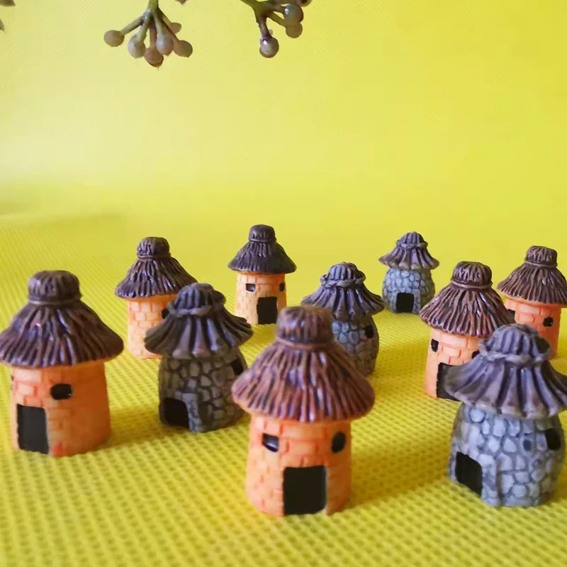 9 pcs Miniature House Trees Cottage Fairy Garden Gnome Moss Terrarium Home Decor Crafts Supplies For ornament crafts,miniature figurines,miniature ornament,miniature scenery material,miniature house kit,miniature tree ornament