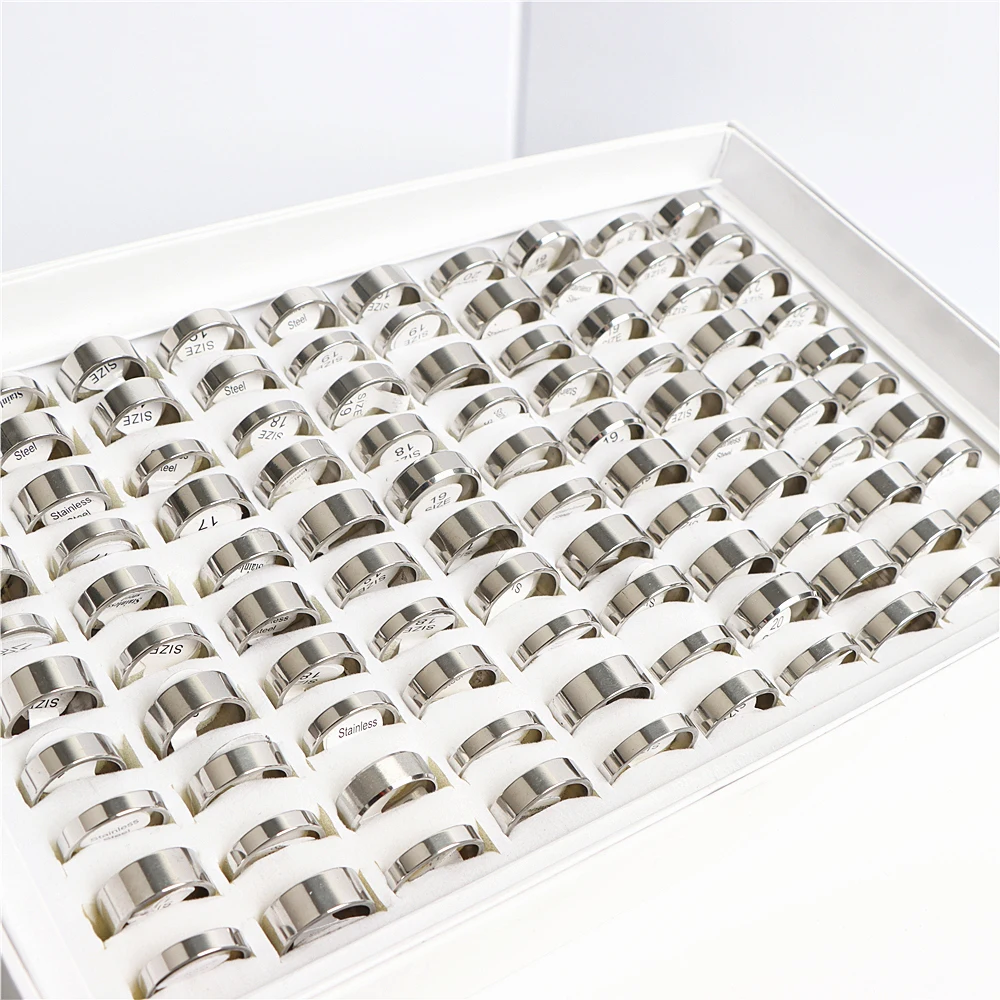 30/50/100/200Pcs/lot Fashion Smooth Stainless Steel Rings for Women Men Mix Size Simple Jewelry Party Gifts finger ring stainless steel ring ring set