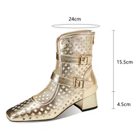 Sandales d'Été à Talons Épais et Carrés pour Femme Chaussures Ajourées à la Mode, Bottes en Maille, Nouvelle Collection 6
