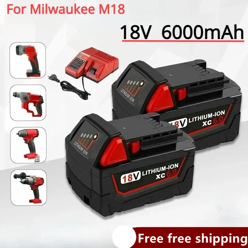 

Литий-ионный аккумулятор 18 в 6.0 Ач для Milwaukee M18B5 XC, аккумулятор для Milwaukee M18 electric tools 48-11-1815 48-11850 48-11860 Z50