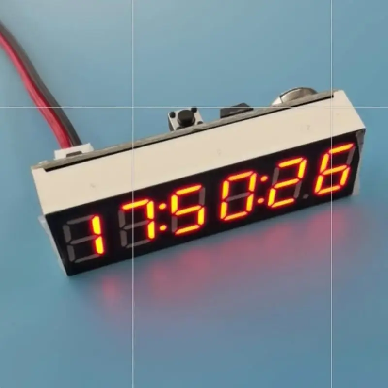 6-Digit LED Digital Clock with Second Display and Power-Off Memory, 12/24-Hour Format, DIY Kit, DC Powered