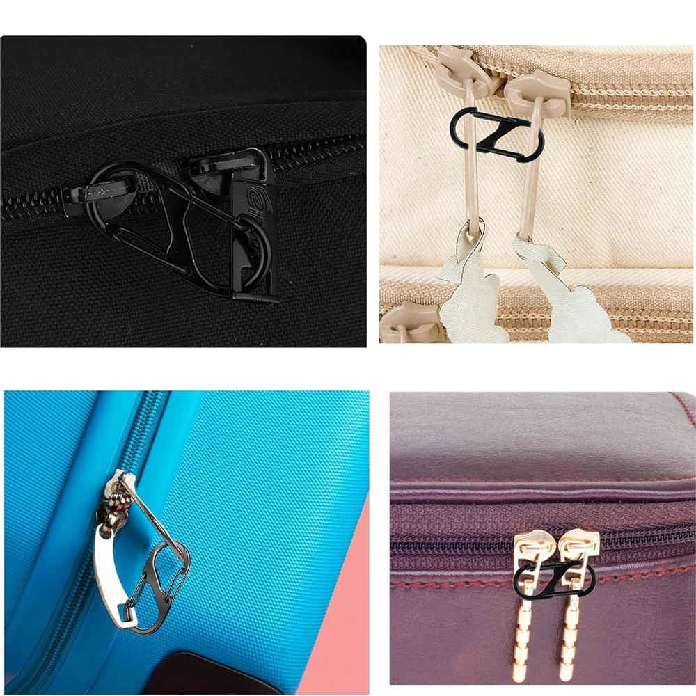 Description Picture 5 of item10 Zipper Lock Clips Durable Anti Embroidery Double Spring S Hook and Loop Zipper Clip Anti-Theft Device for Luggage Camping