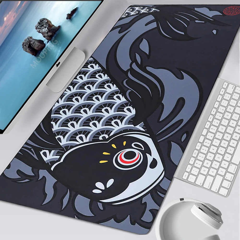 

Art Fish Desk Mat Laptop Office Anime Mouse Pad Black Gaming Mousepad Company Rubber Desks Gamer Keyboard Accessories Mouse Mats