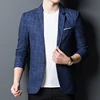 Blazers for Men's Fashion Business Plaid Gentleman Trend British Style Casual Slimming Wedding Work Korean Version Blazer Men 2