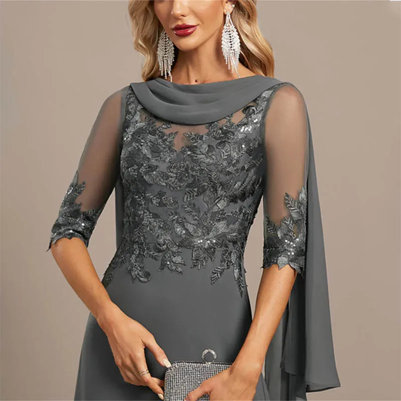 Stylish Elegant A-Line Mother of the Bride Dress O Neck to the