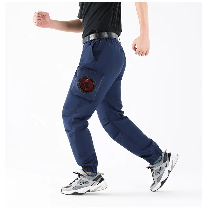 Men Cooling Work Pants with Fan - Outdoor Construction Air Conditioner Trousers USB Rechargeable for Summer Labor Protection