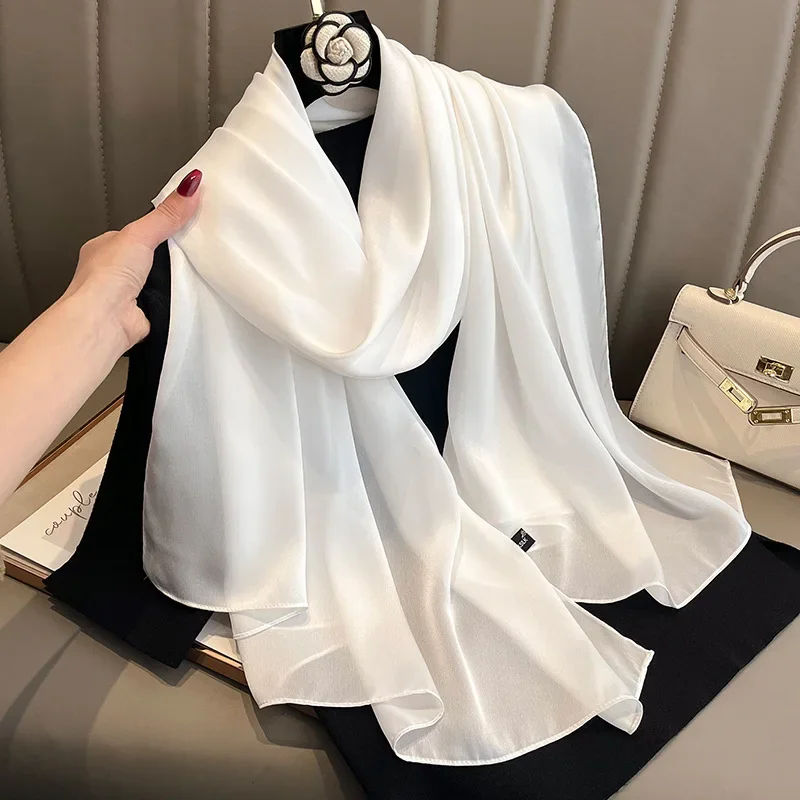 Women's High-end Fashion Scarf Luxury 100% Silk Shawl Sunscreen Beach Scarf with Air Conditioning Shawl Ultra Scarf   Turban