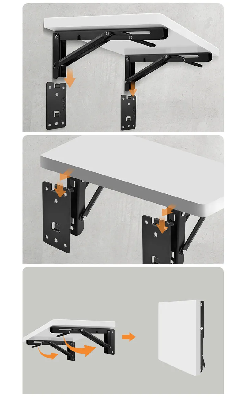 Compact 8-Inch Heavy Duty Wall-Mounted Folding Shelf Bracket