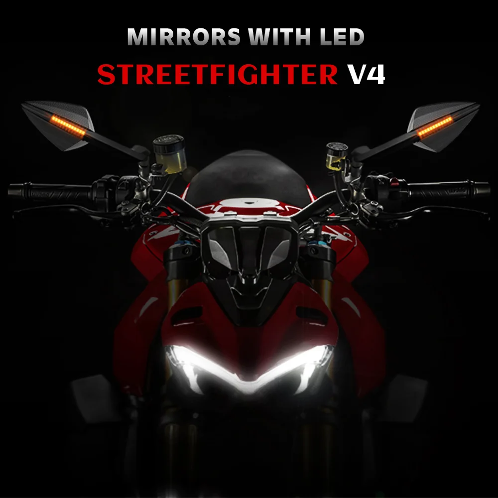 DUCATI Streetfighter V4 용 액세서리, 오토바이 LED 거울, LED 방향 지시등 포함, Streetfighter V4 사이드 미러