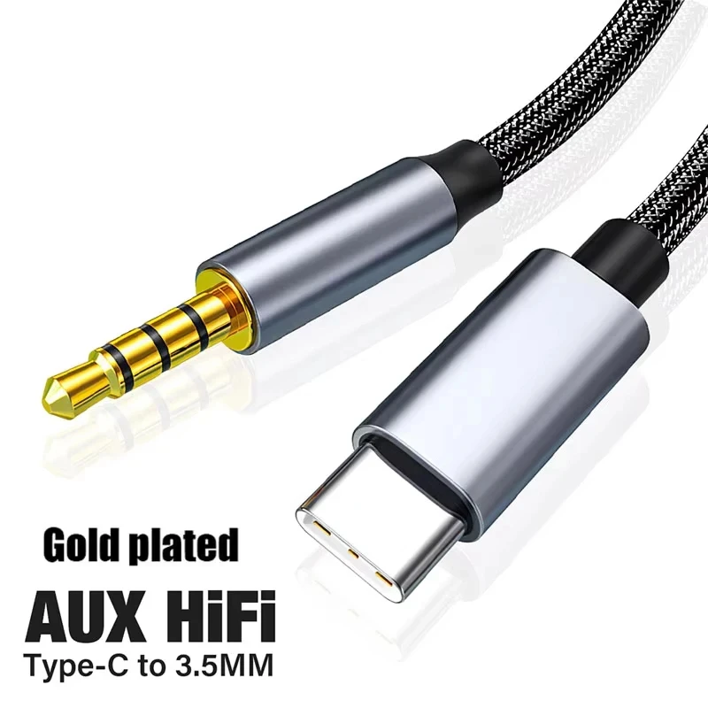 Universal USB-C to 3.5mm Audio Aux Cable for Headphones, Car, and Speakers
