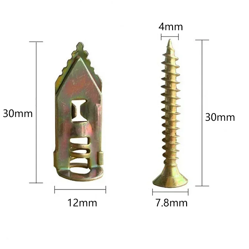 10/50/100Pcs Self Tapping Screws Self Drilling Anchors Screws Drywall Anchors Easy Application for Gypsum Plasterboard Dowel