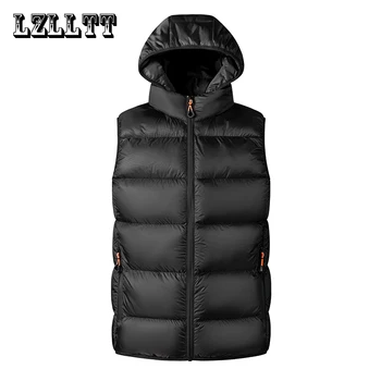 Gilet senza maniche in cotone addensato autunnale da uomo Cappotto da uomo invernale caldo cappello staccabile Capispalla Gilet con cappuccio Giacca da uomo 1