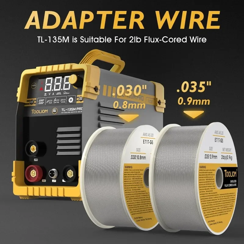 TOOLIOM 135A Gasless Flux Core MIG Welder 110V MIG Welder Flux MIG/Lift TIG/Stick 3 in 1 Welding Machine IGBT DC Inverter 3