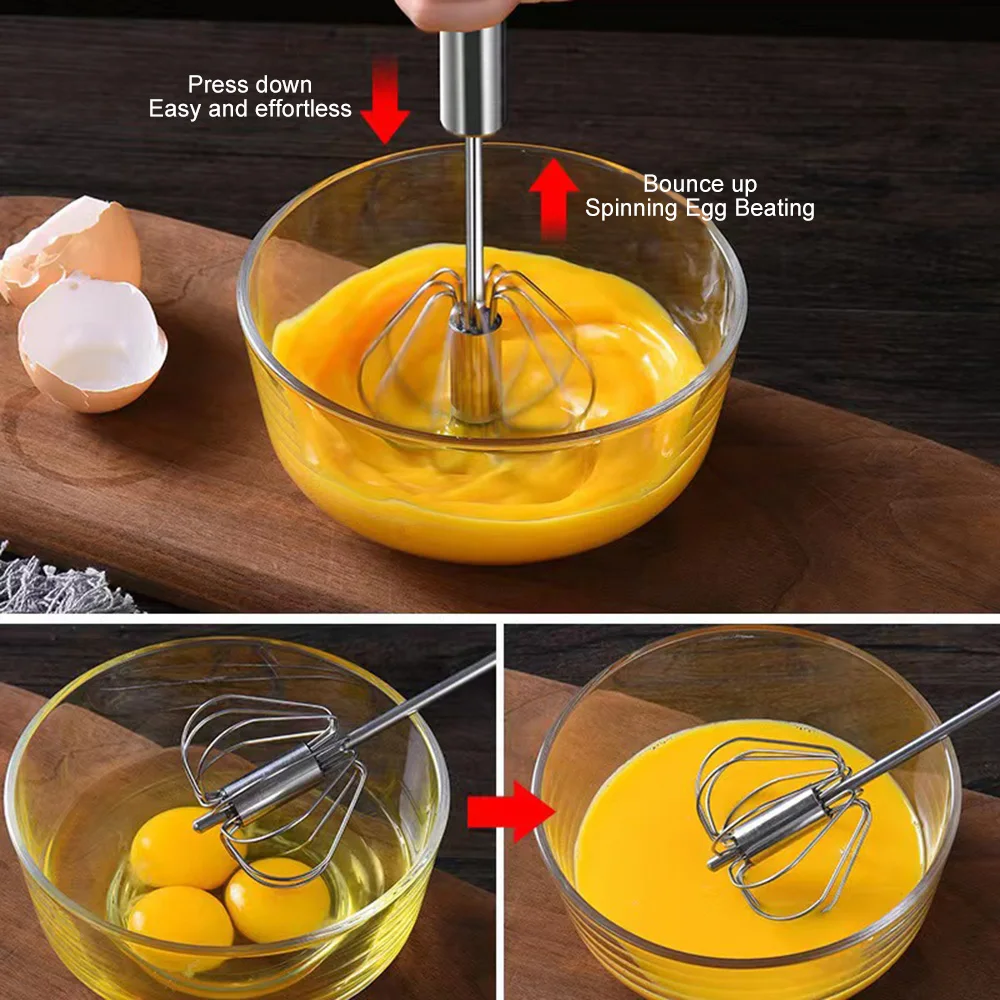 Semi-automatic Egg Beater 304 Stainless Household Rotating Egg Beater Self  Turning Cream Utensil Whisk Manual Mixer Kitchen Tool - AliExpress
