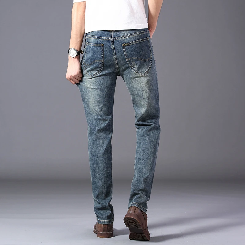 12 Style Option New Men's Stretch Regular Fit Denim Jeans High Quality Business Classic Trousers Male Black Blue Gray Pant 3