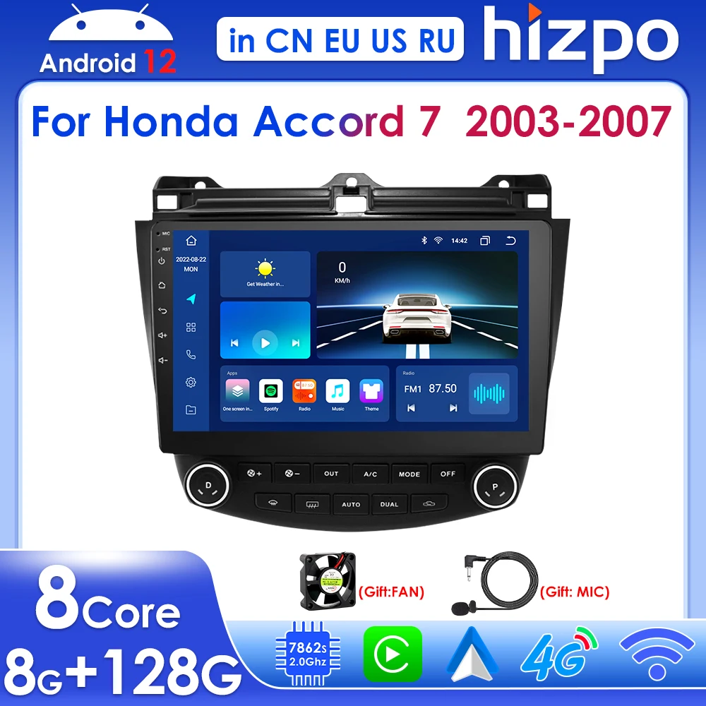 Hizpo2dinCarRadioforHondaAccord720032007Android12Carplay