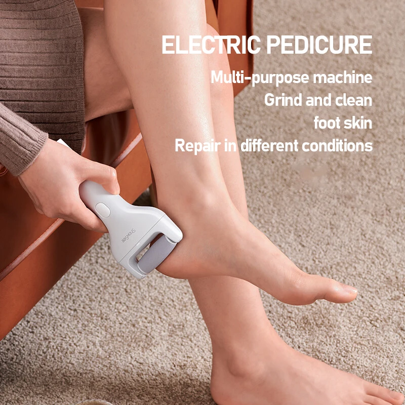 Showsee Electric Foot File Pedicure Dead Skin Remover B1-W Skin Care Callus Remover 600mAh Electric Feet File Grinder 6