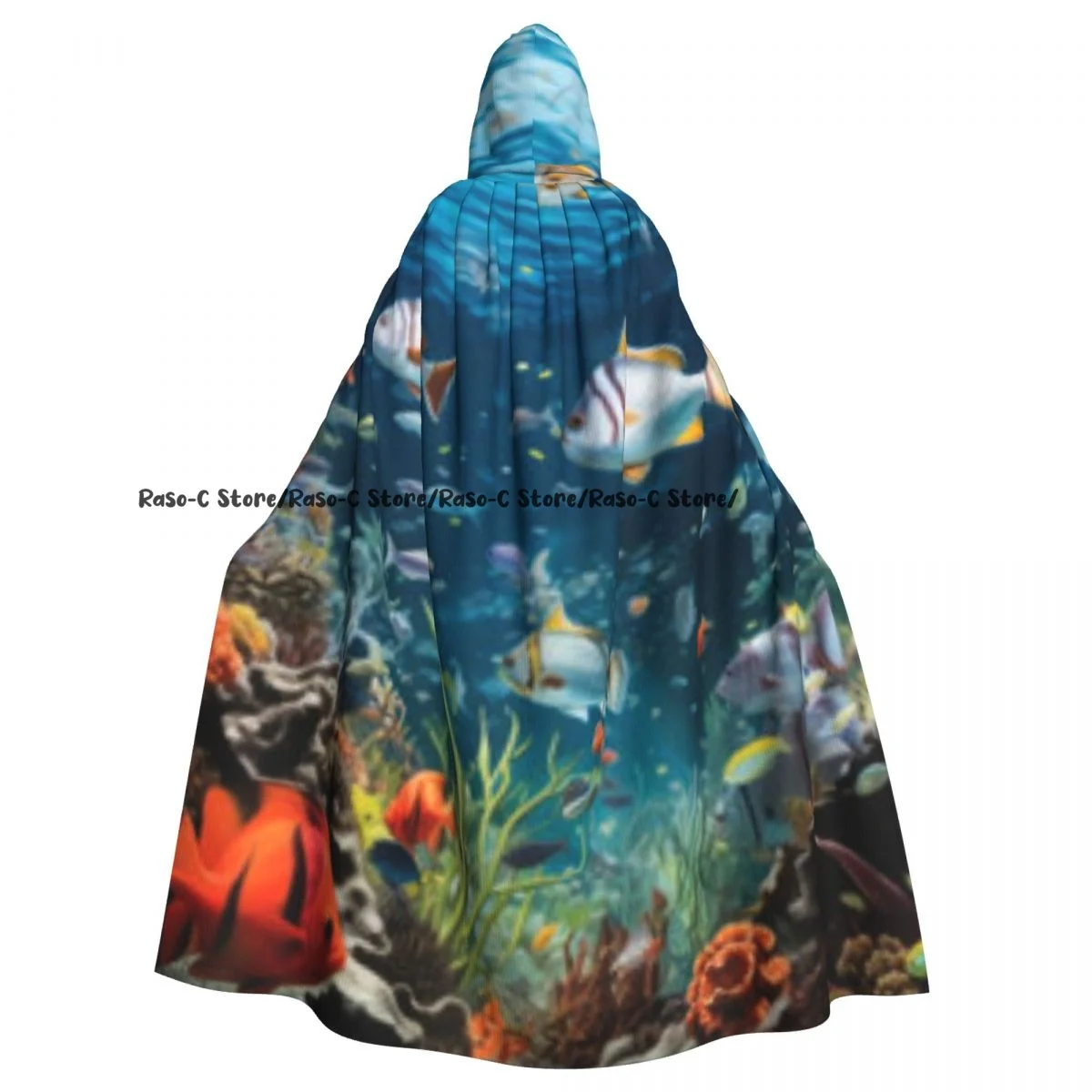 

Long Cape Cloak Fish In The Water Hooded Cloak Coat Autumn Hoodies