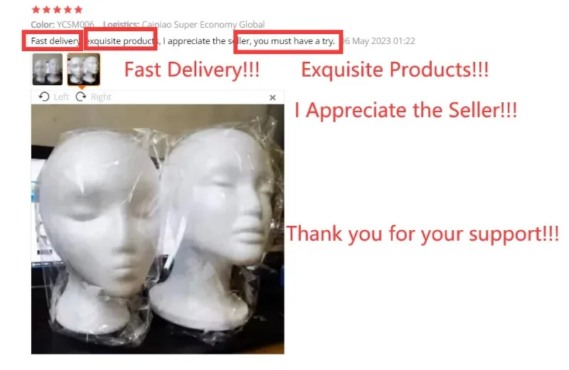 Description Picture 3 of itemNEW 1PCS Female Styrofoam Foam Mannequin Manikin Head Model Hat Glasses Wig Display Male Foam Mannequin Head Holder Stand Rack