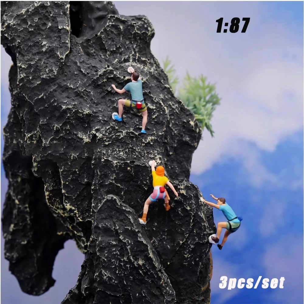ミニチュア登山と登山家、ジオラマミニチュアフィギュア、人工山モデル