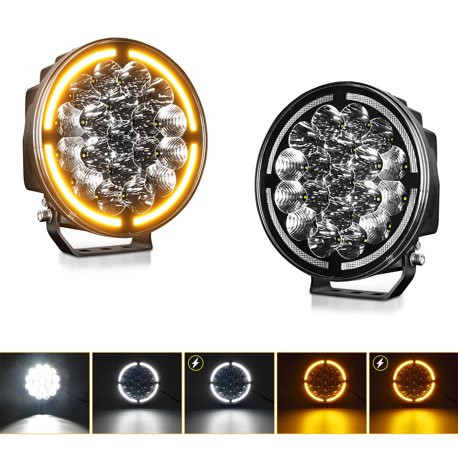 9Inch Work Headlight Bar Vehicle Len Demon Eye Light 6000K Spot Combo Barra LED